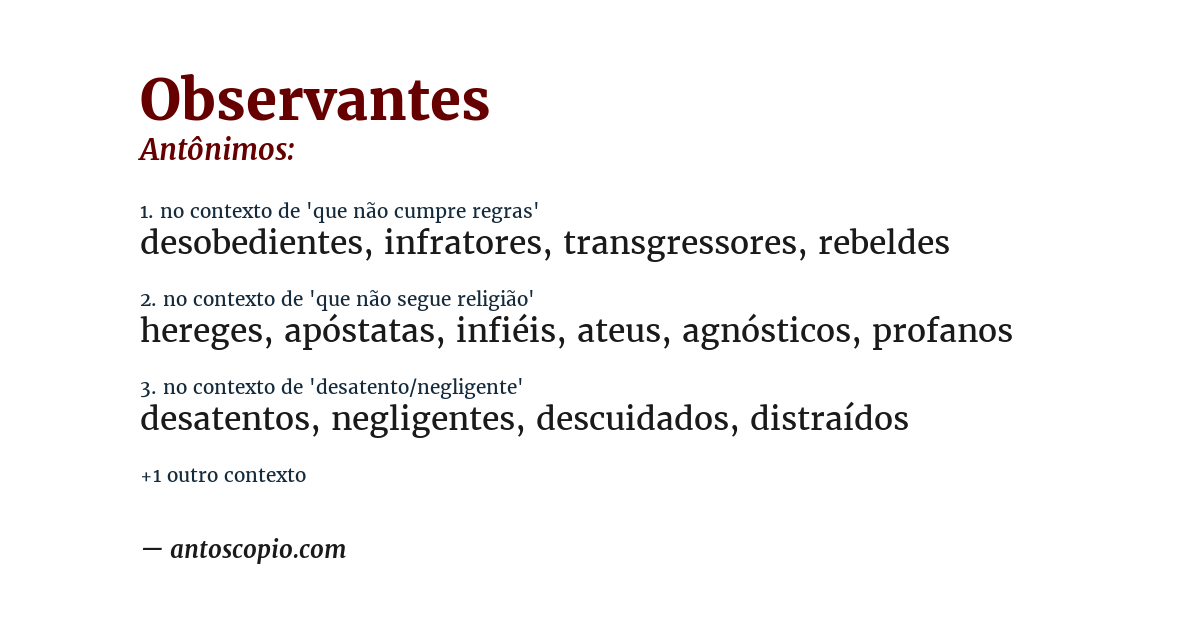 Antônimo de observantes
