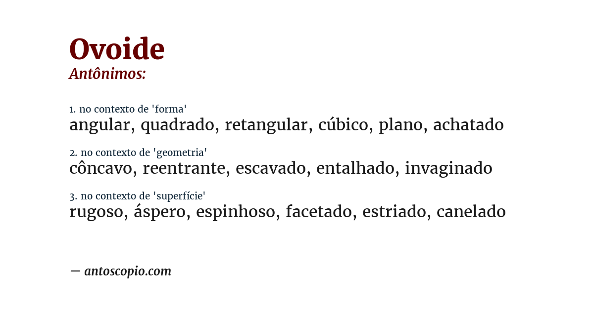 Antônimo de ovoide