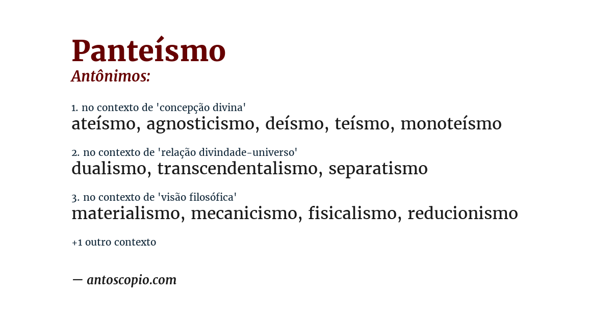 Antônimo de panteísmo