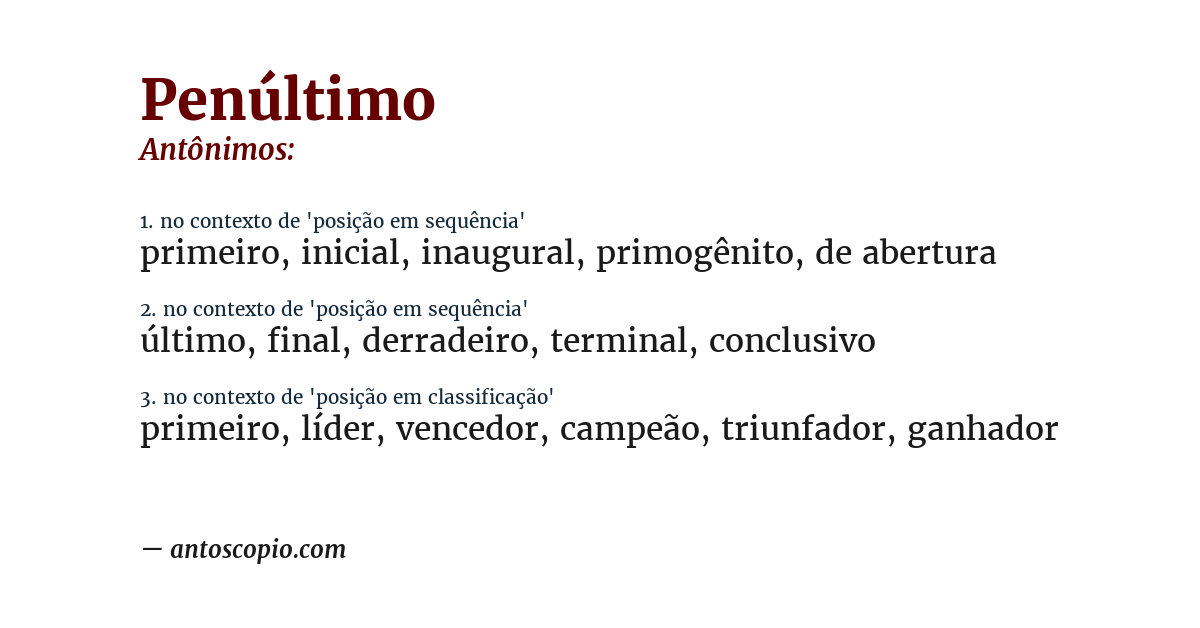 Antônimo de penúltimo
