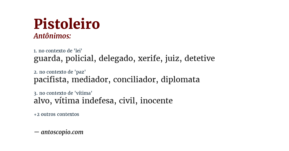 Antônimo de pistoleiro