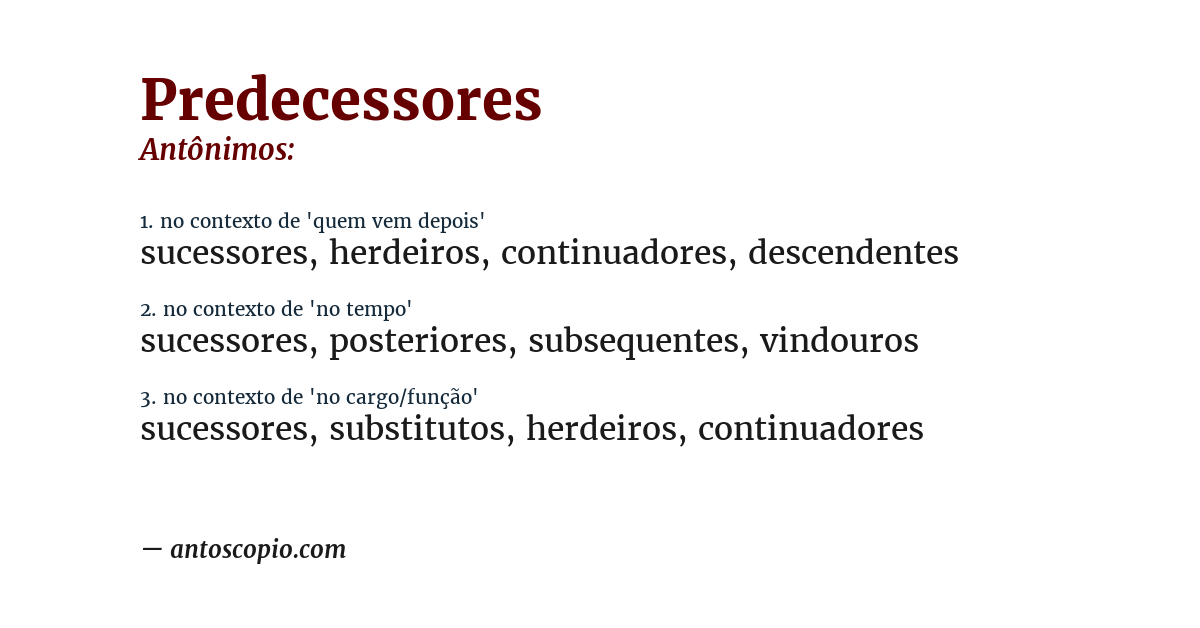 Antônimo de predecessores