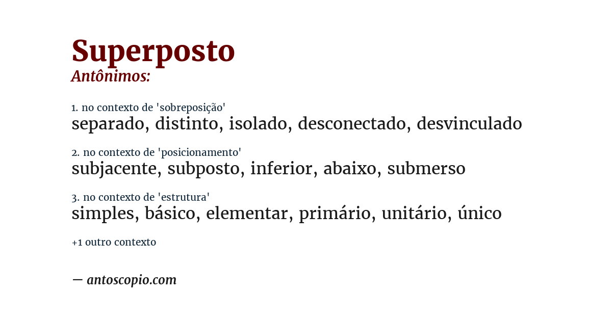 Antônimo de superposto