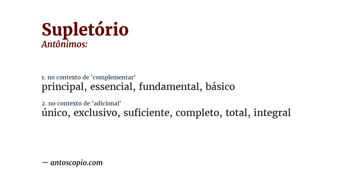 Antônimo de supletório
