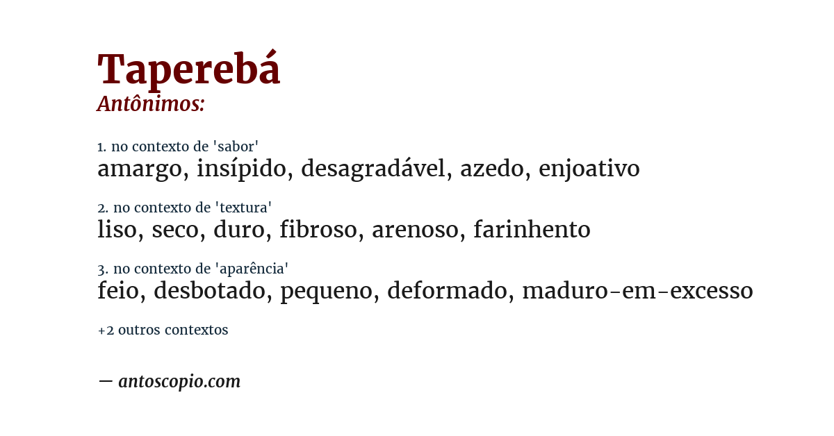 Antônimo de taperebá