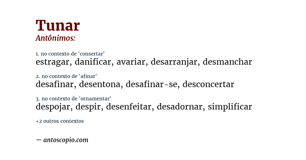 Antônimo de tunar