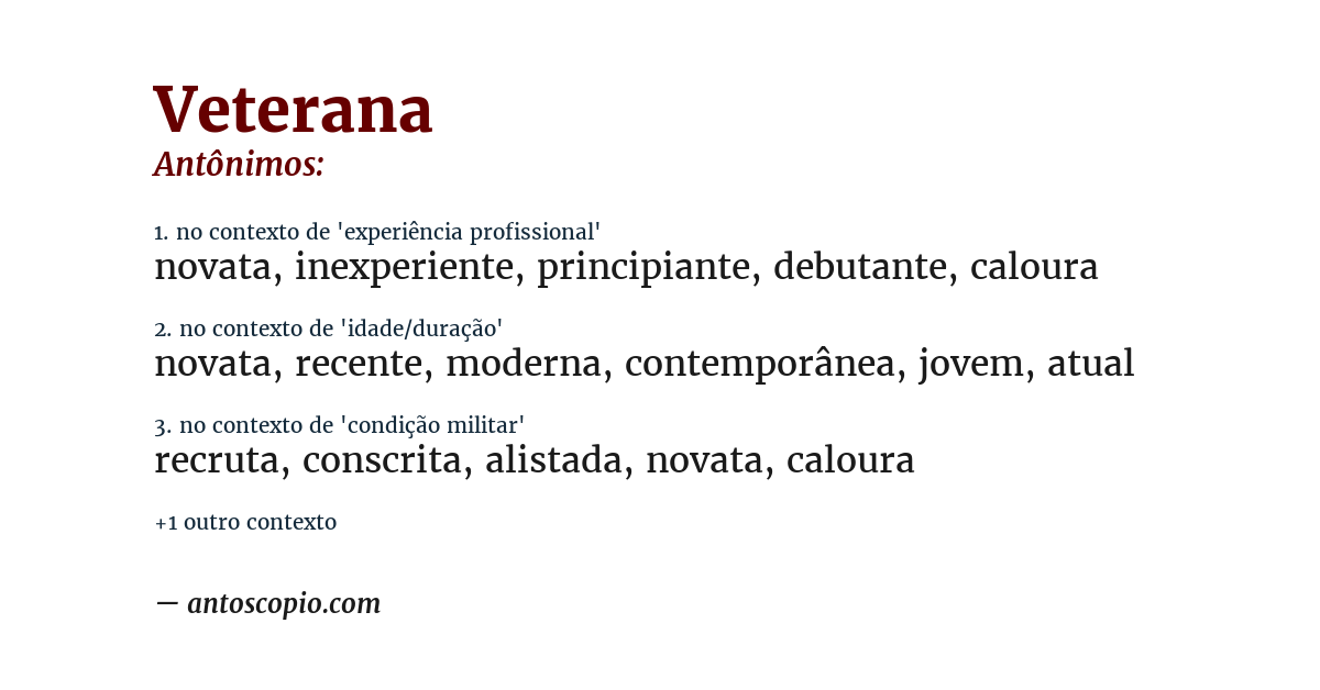 Antônimo de veterana