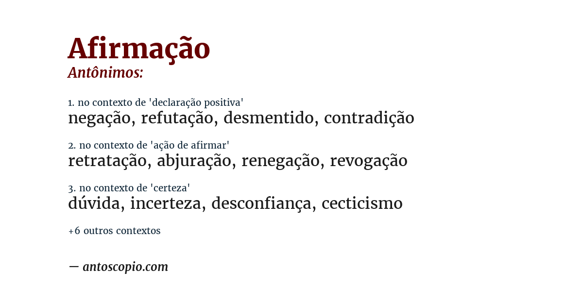 Antônimo de afirmação