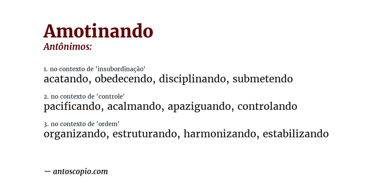 Antônimo de amotinando