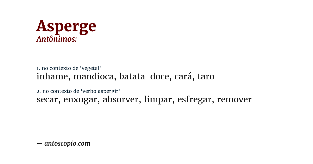 Antônimo de asperge