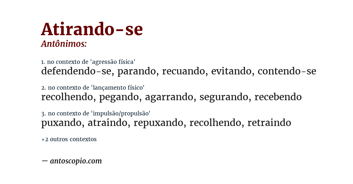 Antônimo de atirando-se