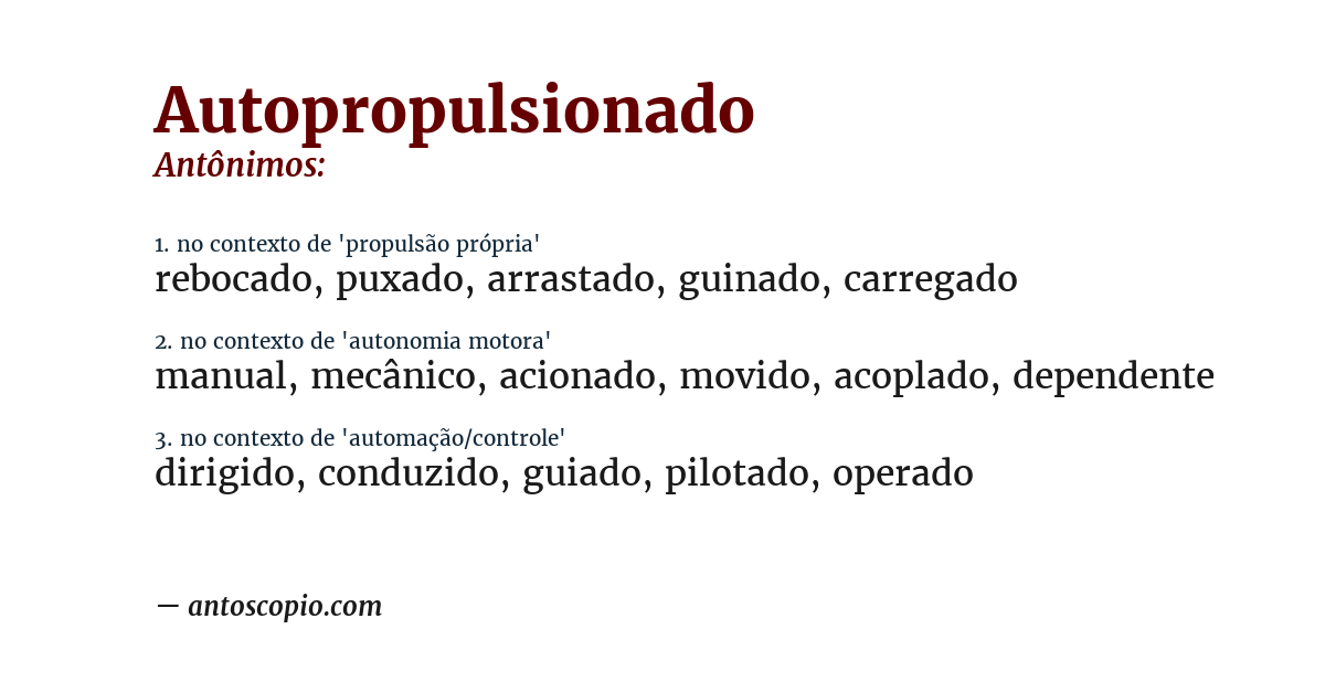 Antônimo de autopropulsionado