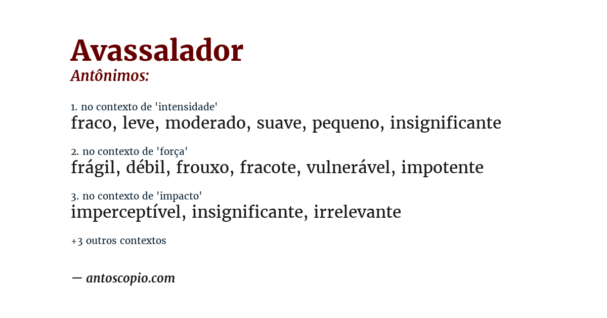 Antônimo de avassalador
