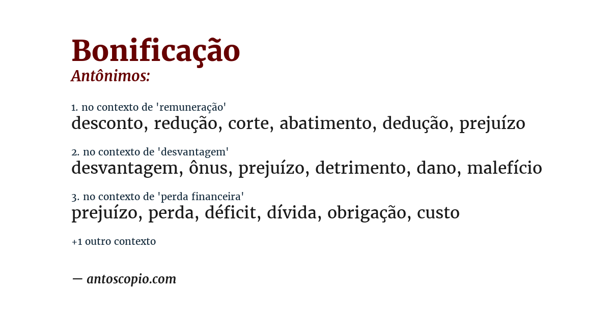 Antônimo de bonificação
