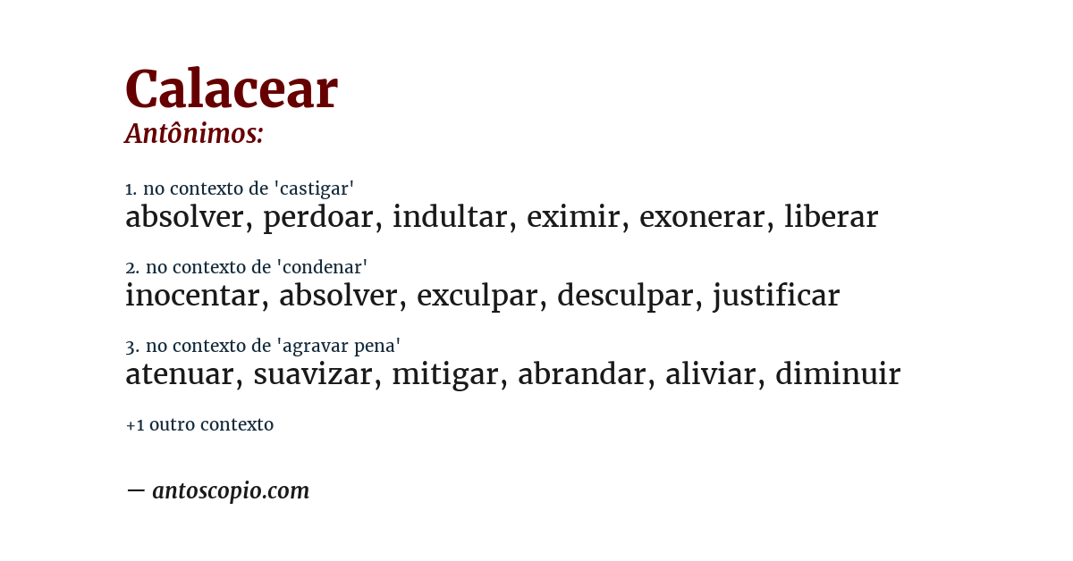 Antônimo de calacear
