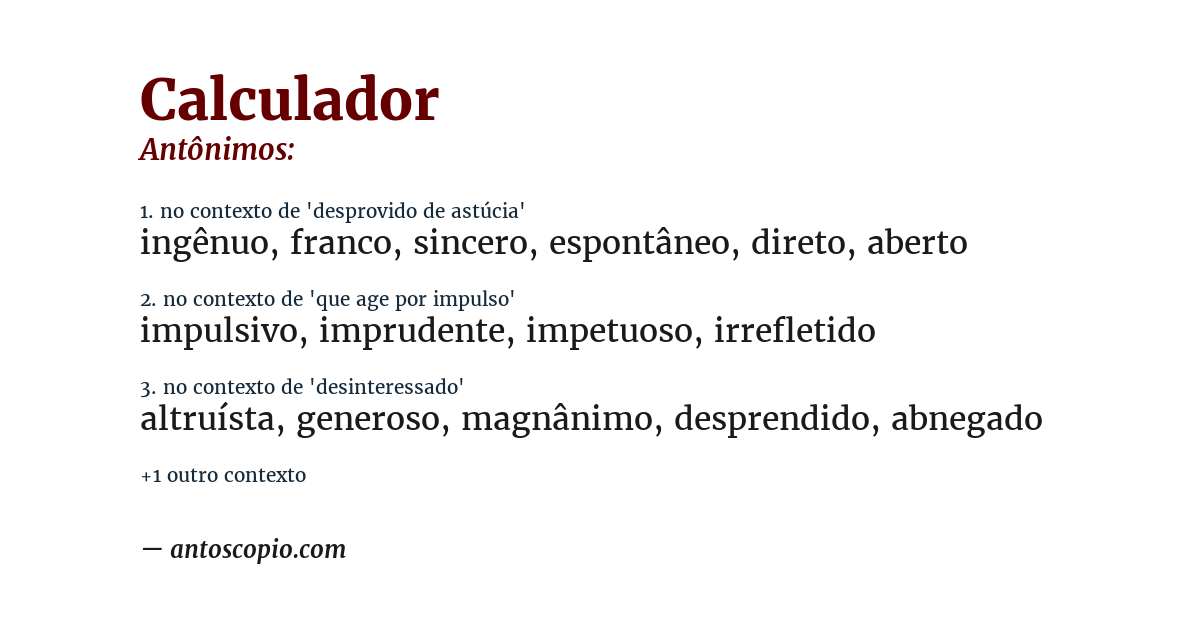 Antônimo de calculador