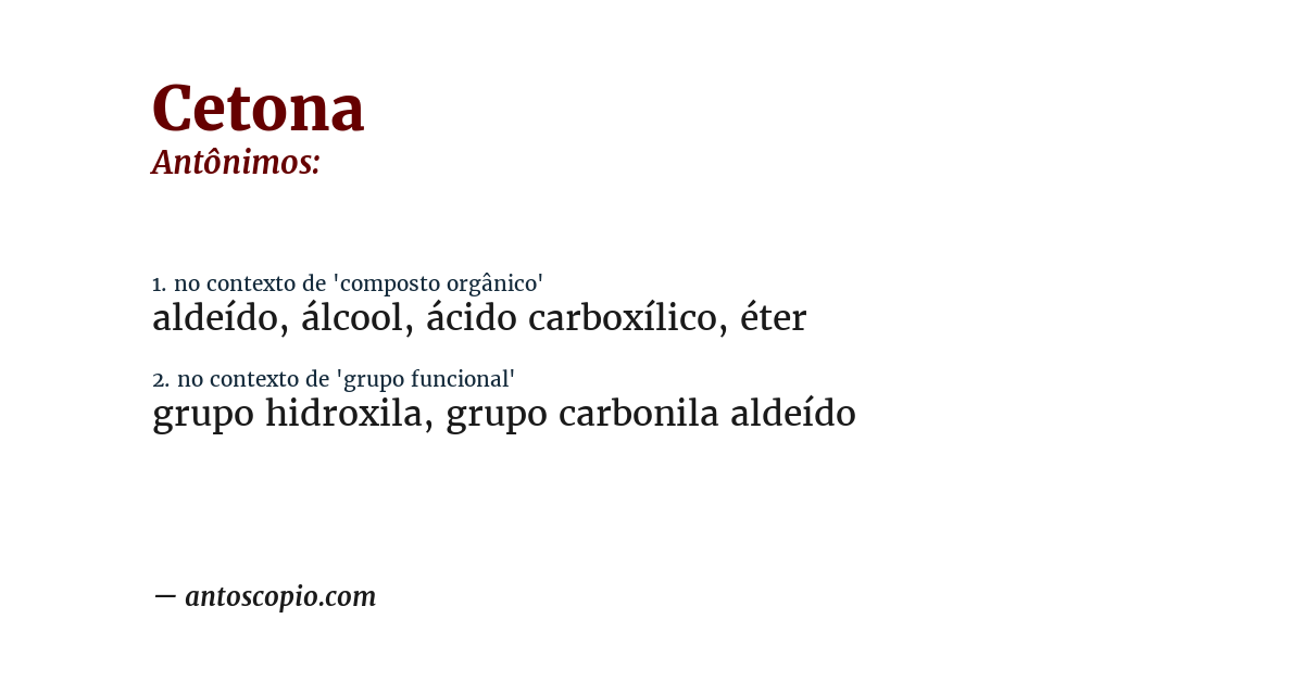 Antônimo de cetona