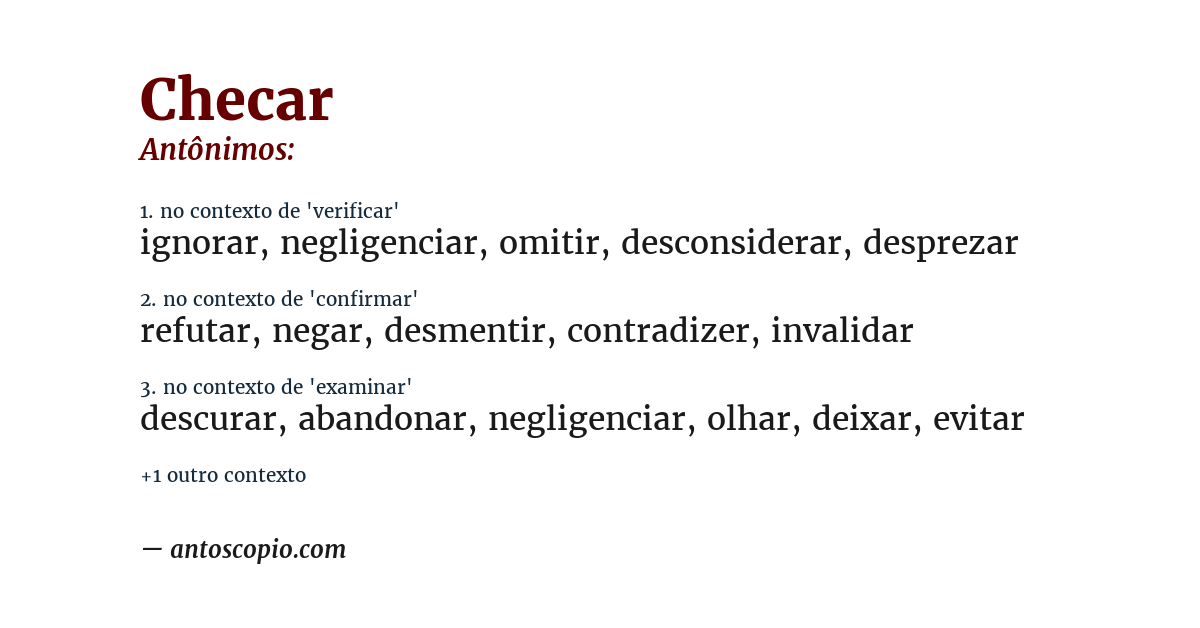 Antônimo de checar