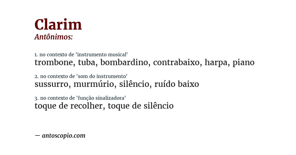 Antônimo de clarim