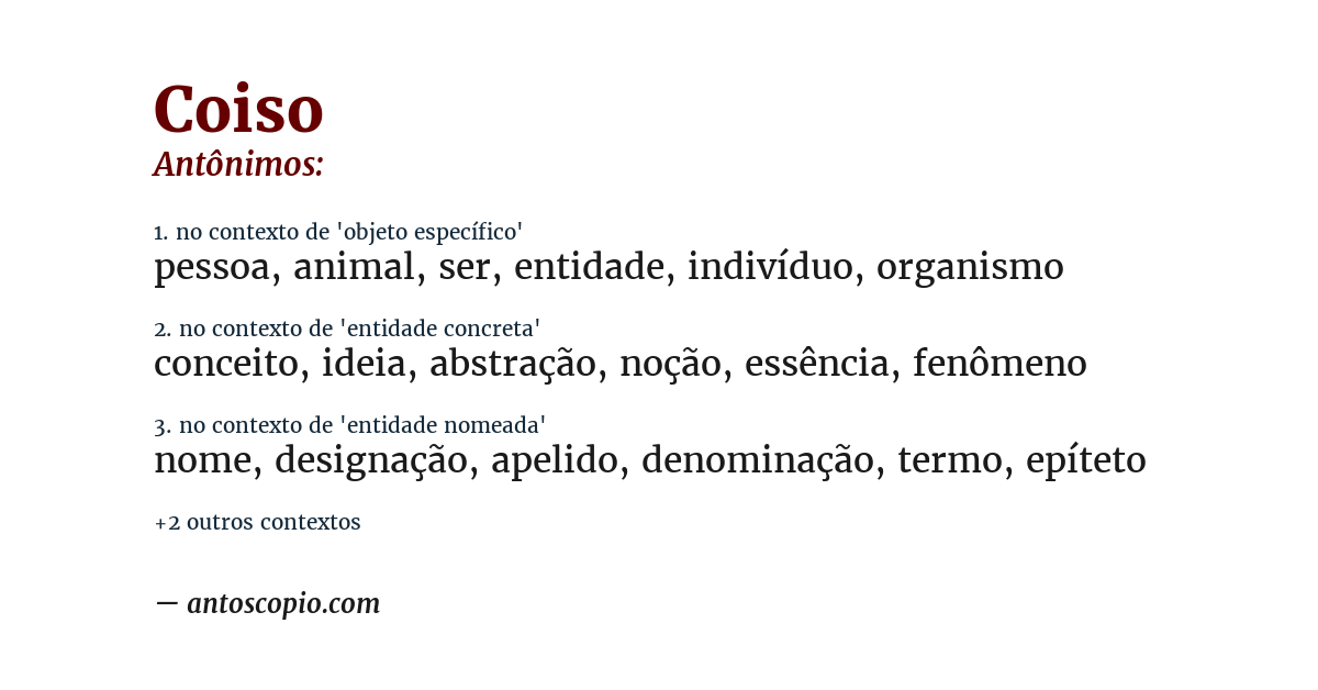 Antônimo de coiso