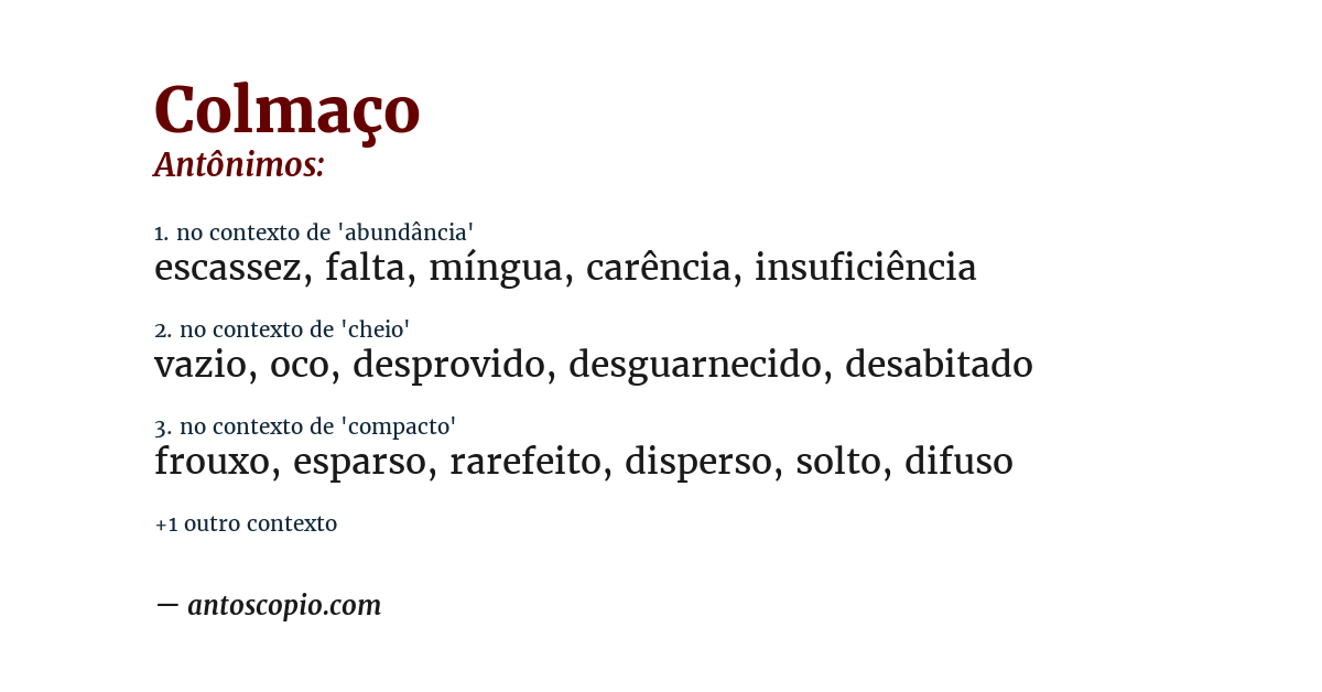 Antônimo de colmaço