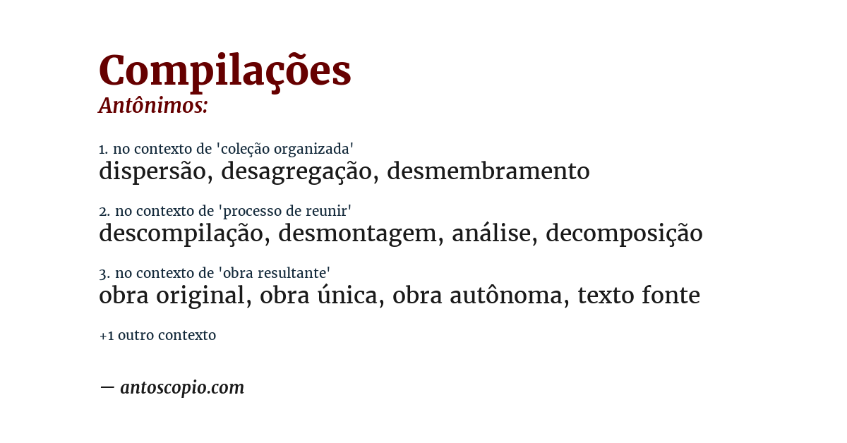 Antônimo de compilações