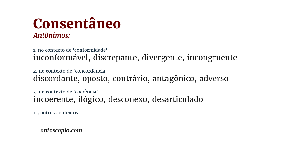 Antônimo de consentâneo