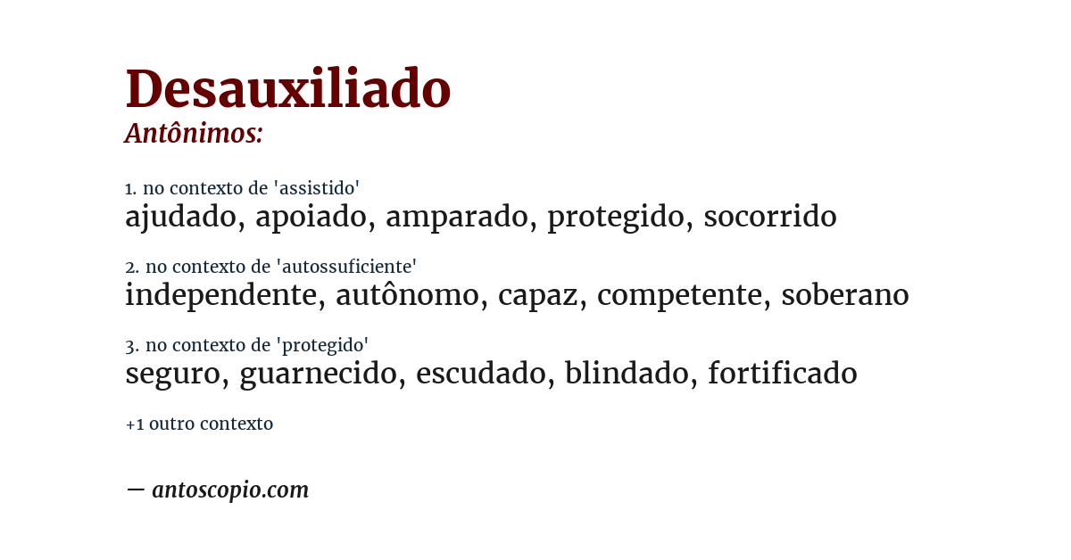 Antônimo de desauxiliado