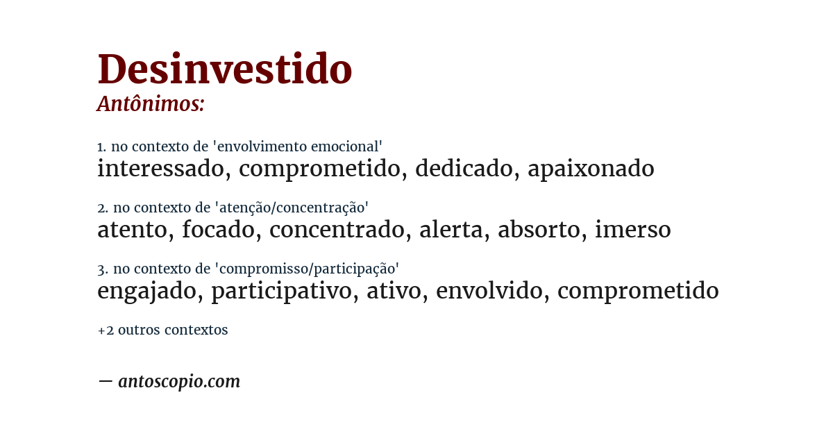 Antônimo de desinvestido
