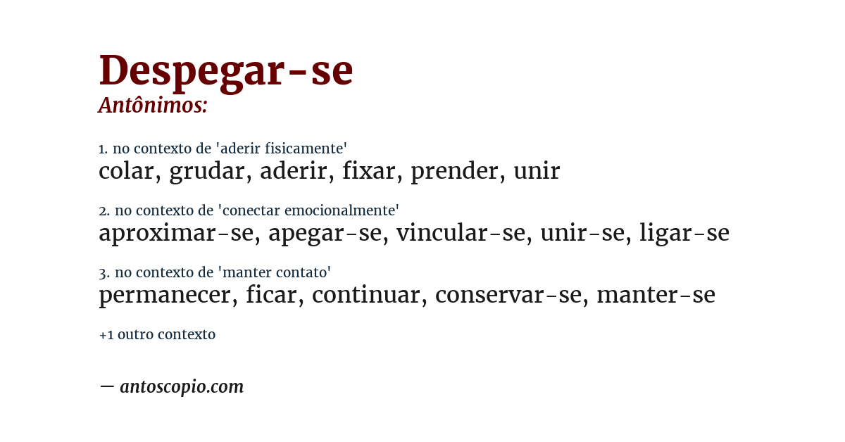 Antônimo de despegar-se