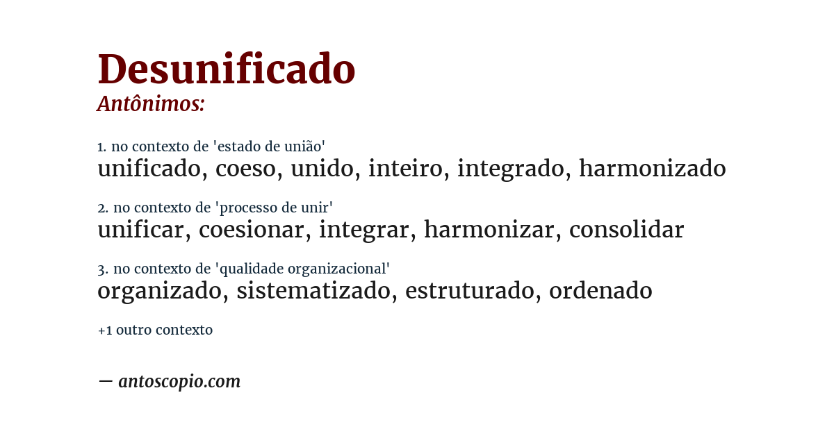 Antônimo de desunificado