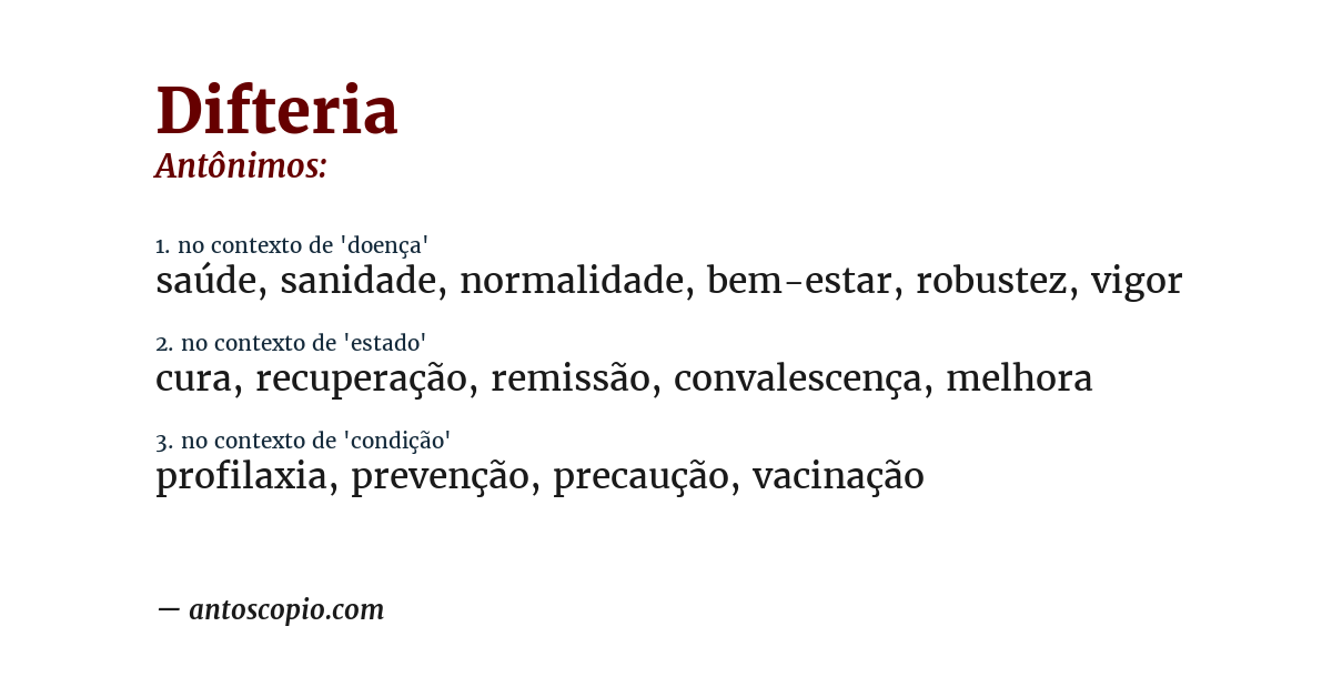 Antônimo de difteria