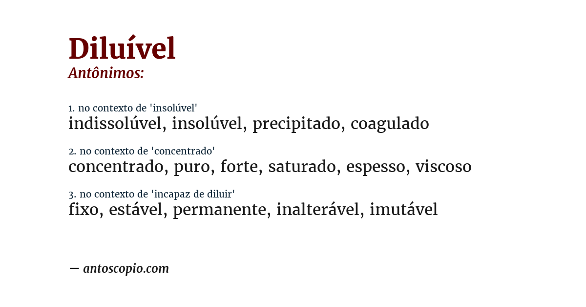 Antônimo de diluível