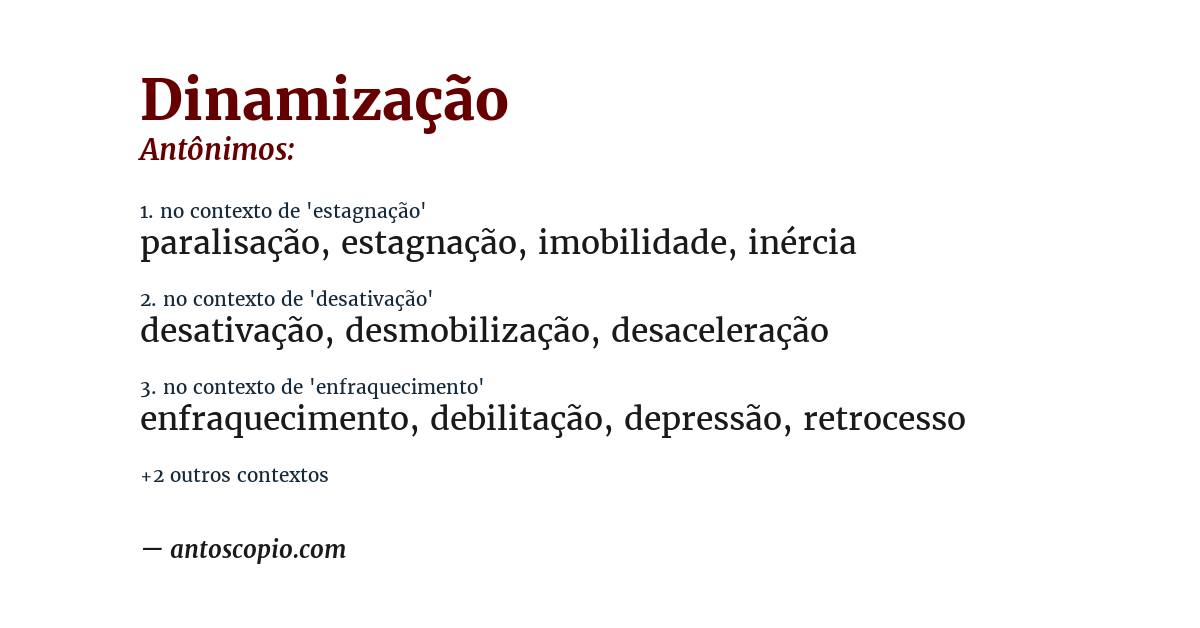 Antônimo de dinamização
