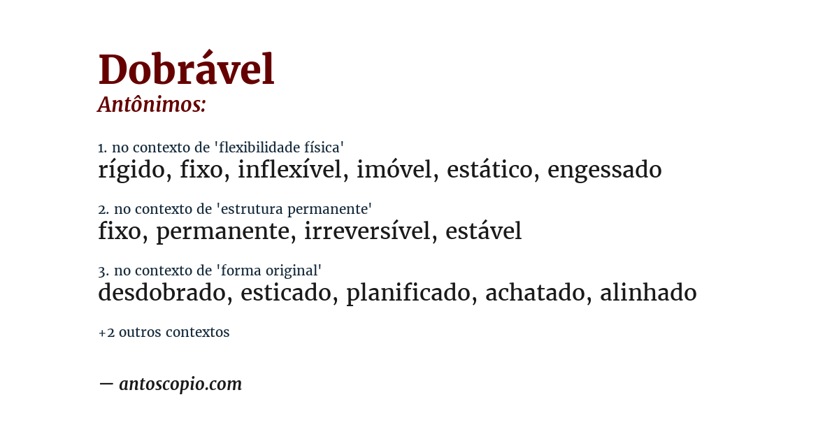 Antônimo de dobrável