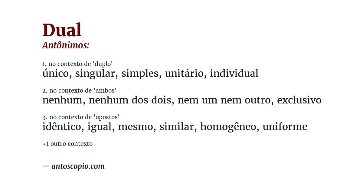 Antônimo de dual