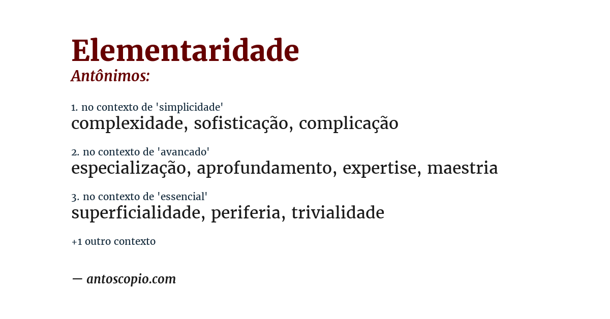 Antônimo de elementaridade