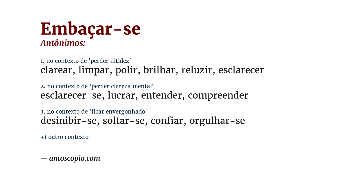 Antônimo de embaçar-se