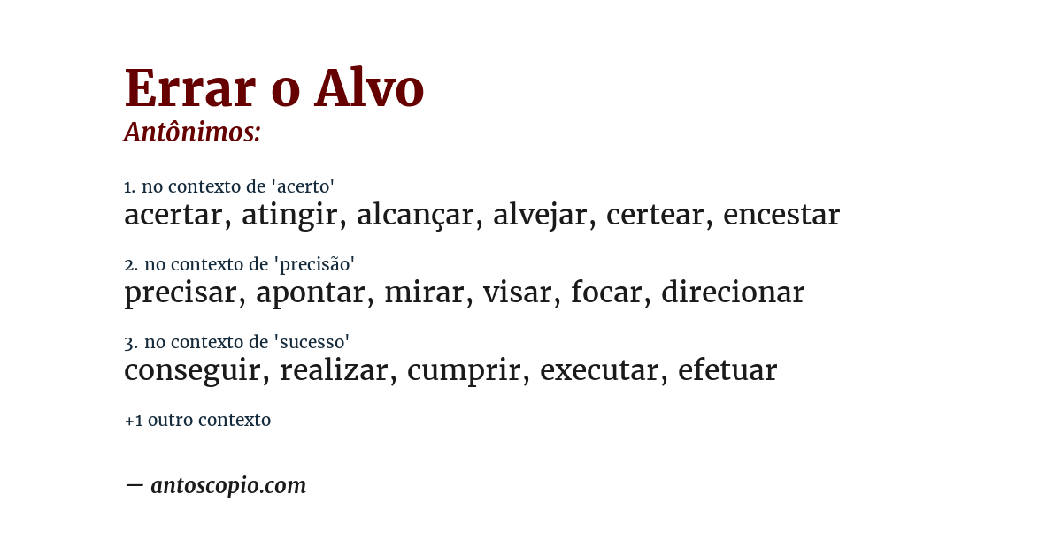Antônimo de errar o alvo