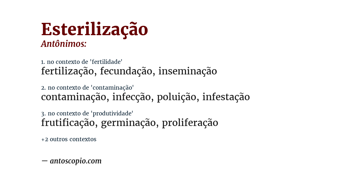 Antônimo de esterilização