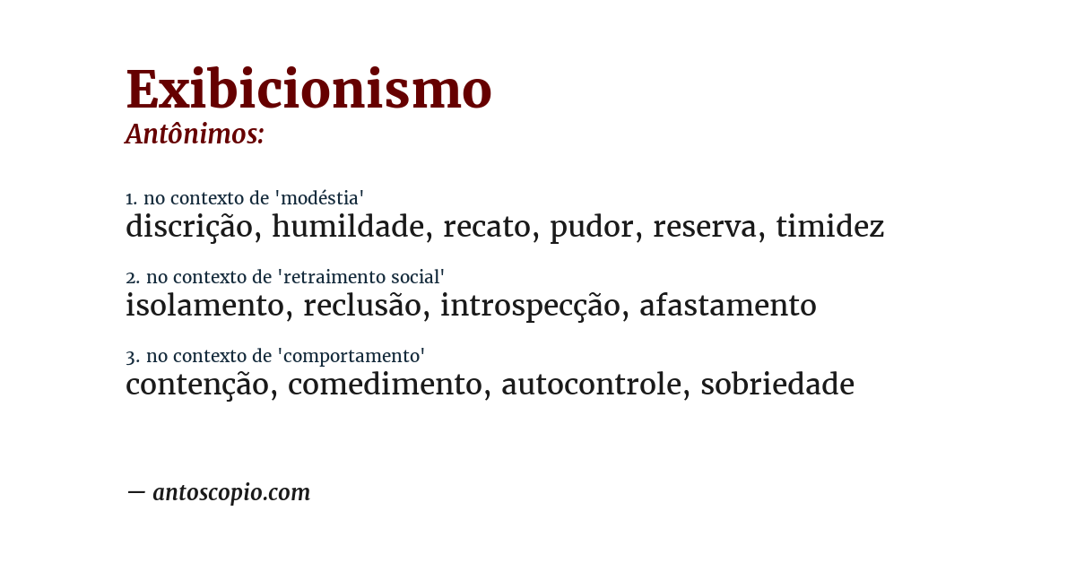 Antônimo de exibicionismo