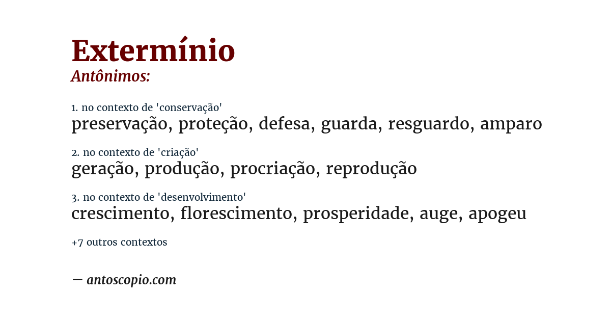 Antônimo de extermínio