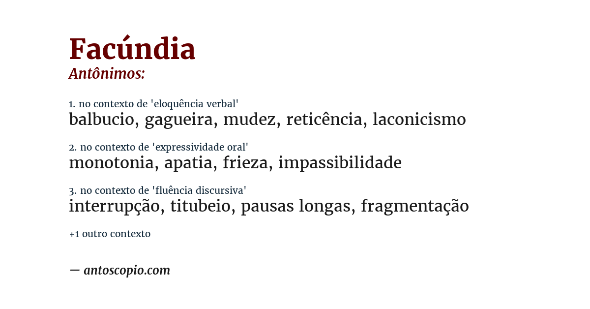 Antônimo de facúndia