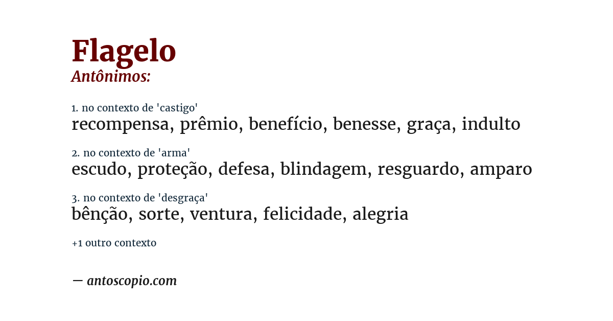 Antônimo de flagelo