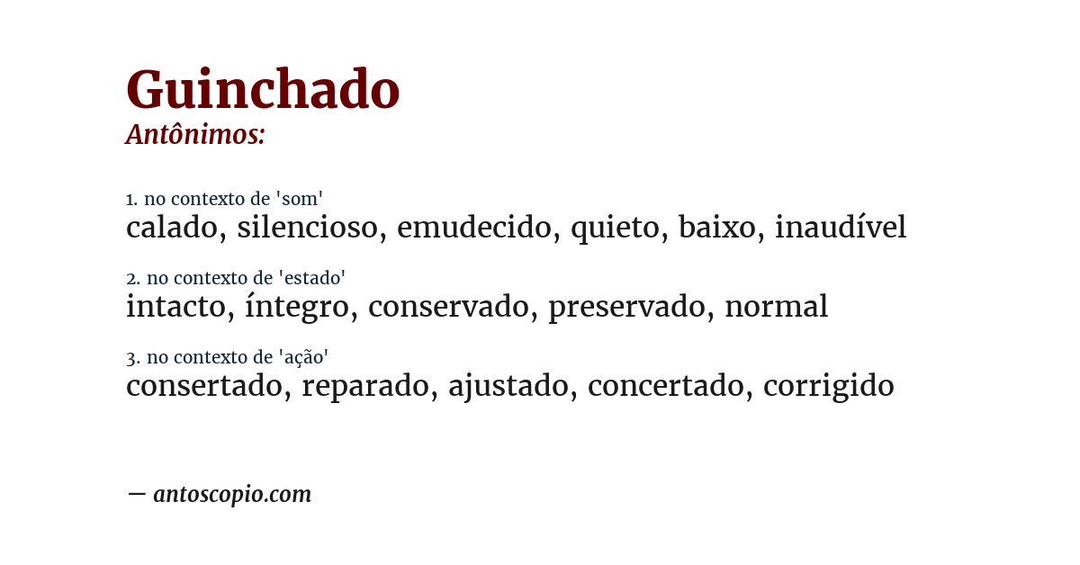 Antônimo de guinchado