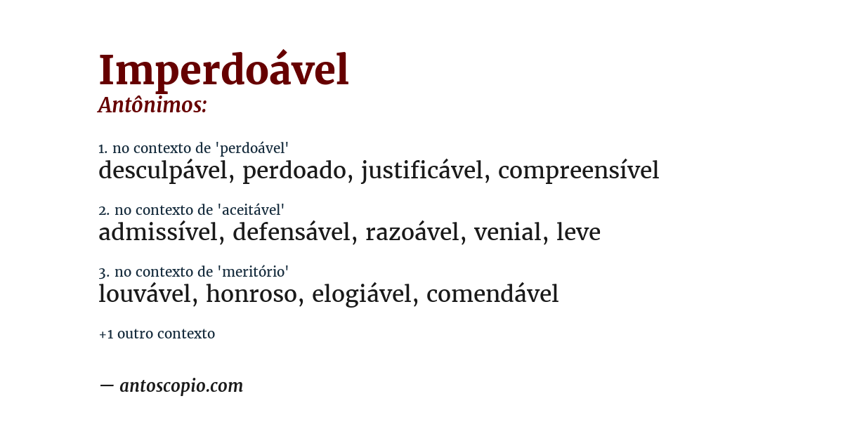 Antônimo de imperdoável