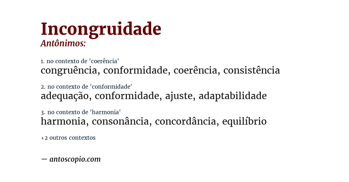 Antônimo de incongruidade