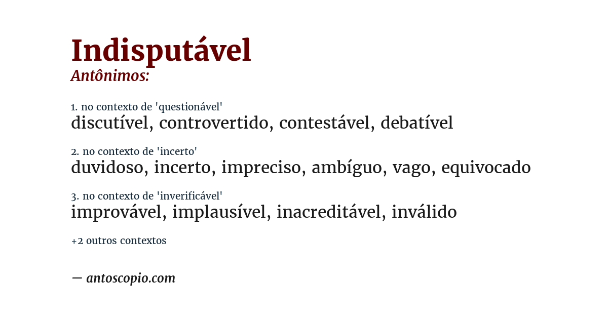 Antônimo de indisputável
