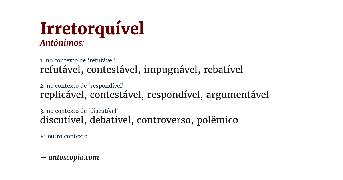Antônimo de irretorquível