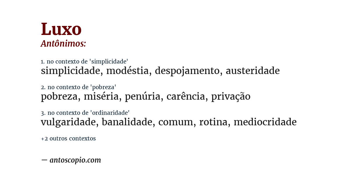 Antônimo de luxo